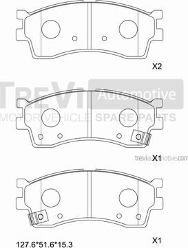 Trevi Automotive PF1185 - Brake Pad Set, disc brake autospares.lv