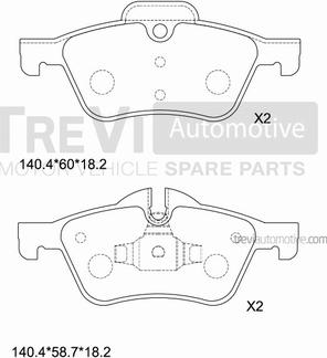 Trevi Automotive PF1134 - Brake Pad Set, disc brake autospares.lv