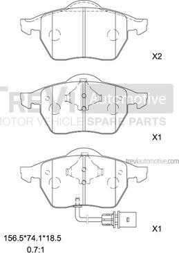 Trevi Automotive PF1133 - Brake Pad Set, disc brake autospares.lv