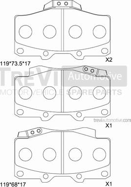 Trevi Automotive PF1137 - Brake Pad Set, disc brake autospares.lv