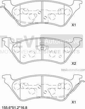 Trevi Automotive PF1124 - Brake Pad Set, disc brake autospares.lv