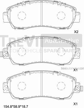 Trevi Automotive PF1399 - Brake Pad Set, disc brake autospares.lv