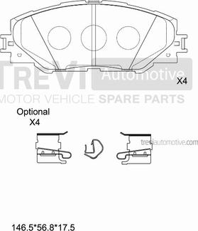 Trevi Automotive PF1395 - Brake Pad Set, disc brake autospares.lv