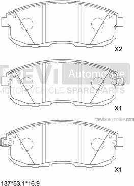 Trevi Automotive PF1392 - Brake Pad Set, disc brake autospares.lv