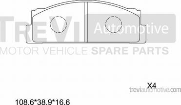 Trevi Automotive PF1349 - Brake Pad Set, disc brake autospares.lv