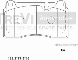 Trevi Automotive PF1342 - Brake Pad Set, disc brake autospares.lv