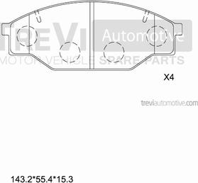 Trevi Automotive PF1351 - Brake Pad Set, disc brake autospares.lv