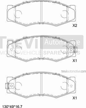 Trevi Automotive PF1352 - Brake Pad Set, disc brake autospares.lv