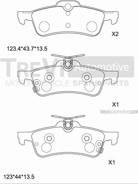 Trevi Automotive PF1364 - Brake Pad Set, disc brake autospares.lv