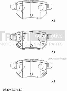 Trevi Automotive PF1365 - Brake Pad Set, disc brake autospares.lv