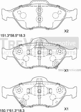 Trevi Automotive PF1300 - Brake Pad Set, disc brake autospares.lv