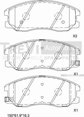 Trevi Automotive PF1315 - Brake Pad Set, disc brake autospares.lv