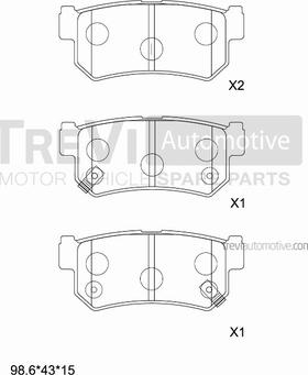 Trevi Automotive PF1318 - Brake Pad Set, disc brake autospares.lv