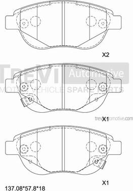 Trevi Automotive PF1312 - Brake Pad Set, disc brake autospares.lv