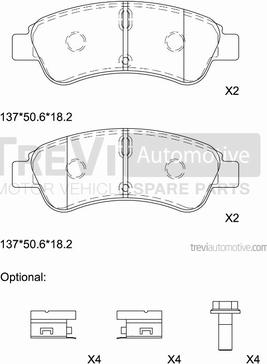 Trevi Automotive PF1381 - Brake Pad Set, disc brake autospares.lv