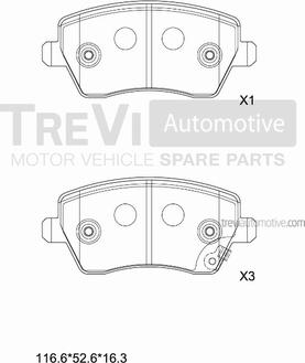 Trevi Automotive PF1383 - Brake Pad Set, disc brake autospares.lv