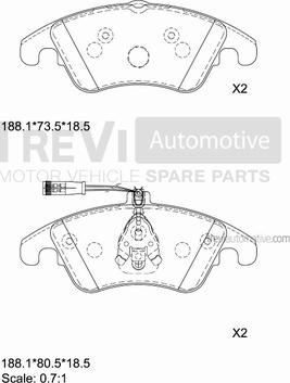 Trevi Automotive PF1338 - Brake Pad Set, disc brake autospares.lv