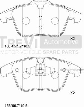 Trevi Automotive PF1332 - Brake Pad Set, disc brake autospares.lv