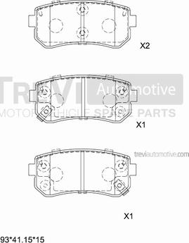 Trevi Automotive PF1329 - Brake Pad Set, disc brake autospares.lv