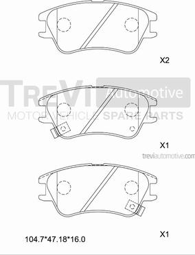 Trevi Automotive PF1325 - Brake Pad Set, disc brake autospares.lv