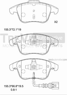 Trevi Automotive PF1375 - Brake Pad Set, disc brake autospares.lv