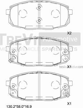 Trevi Automotive PF1291 - Brake Pad Set, disc brake autospares.lv