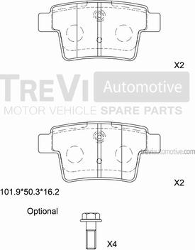 Trevi Automotive PF1298 - Brake Pad Set, disc brake autospares.lv