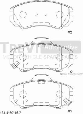 Trevi Automotive PF1244 - Brake Pad Set, disc brake autospares.lv