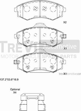 Trevi Automotive PF1247 - Brake Pad Set, disc brake autospares.lv