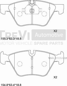 Trevi Automotive PF1256 - Brake Pad Set, disc brake autospares.lv