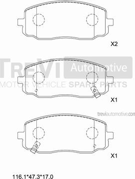 Trevi Automotive PF1258 - Brake Pad Set, disc brake autospares.lv