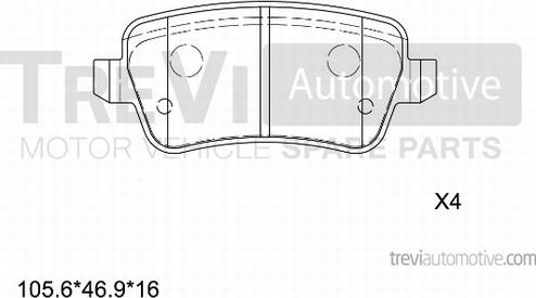 Trevi Automotive PF1264 - Brake Pad Set, disc brake autospares.lv