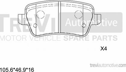 Trevi Automotive PF1265 - Brake Pad Set, disc brake autospares.lv