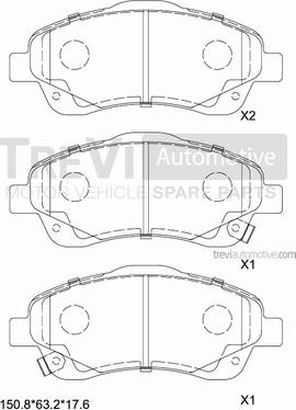 Trevi Automotive PF1209 - Brake Pad Set, disc brake autospares.lv