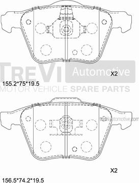 Trevi Automotive PF1201 - Brake Pad Set, disc brake autospares.lv