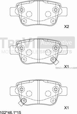 Trevi Automotive PF1210 - Brake Pad Set, disc brake autospares.lv