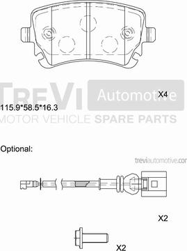 Trevi Automotive PF1213 - Brake Pad Set, disc brake autospares.lv