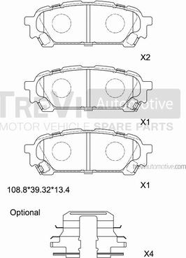 Trevi Automotive PF1286 - Brake Pad Set, disc brake autospares.lv