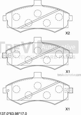 Trevi Automotive PF1281 - Brake Pad Set, disc brake autospares.lv