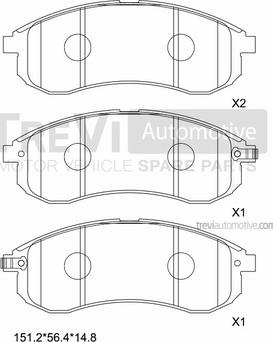 Trevi Automotive PF1230 - Brake Pad Set, disc brake autospares.lv