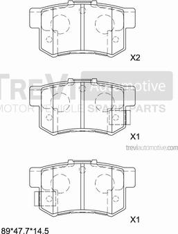 Trevi Automotive PF1224 - Brake Pad Set, disc brake autospares.lv