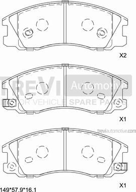 Trevi Automotive PF1220 - Brake Pad Set, disc brake autospares.lv