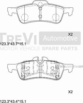 Trevi Automotive PF1223 - Brake Pad Set, disc brake autospares.lv