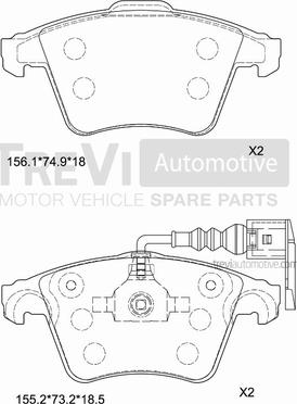 Trevi Automotive PF1273 - Brake Pad Set, disc brake autospares.lv