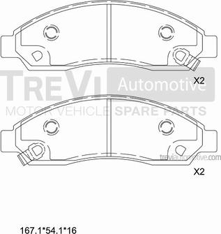 Trevi Automotive PF1272 - Brake Pad Set, disc brake autospares.lv