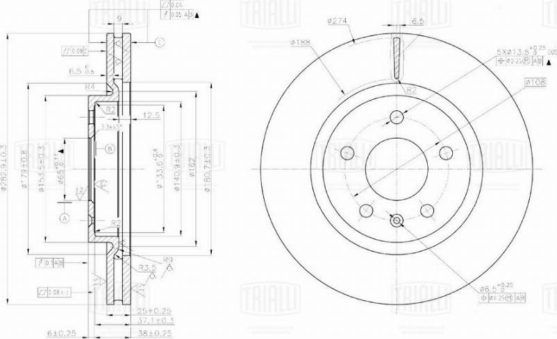 Trialli DF 084818 - Brake Disc autospares.lv