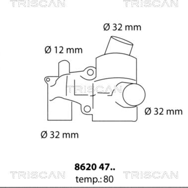 Triscan 8620 4780 - Coolant thermostat / housing autospares.lv