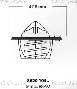 Triscan 8620 10592 - Coolant thermostat / housing autospares.lv