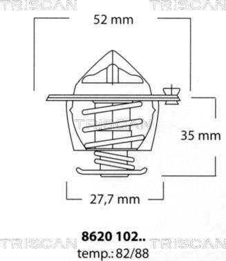 Triscan 8620 10282 - Coolant thermostat / housing autospares.lv