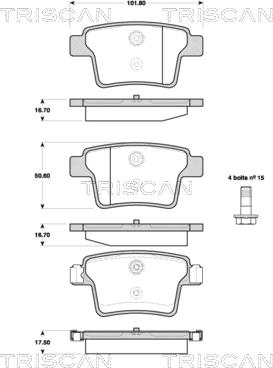 Triscan 8110 16016 - Brake Pad Set, disc brake autospares.lv